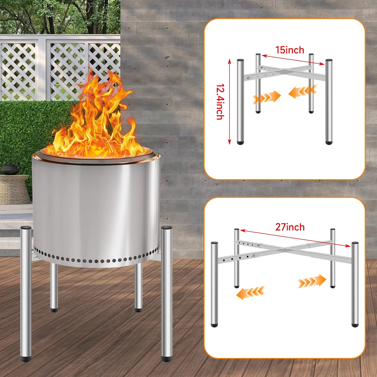 Outdoor 15-27 inch Fire Pit Stand,