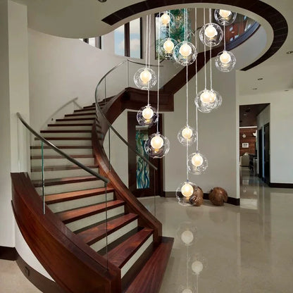 Modern Glass Ball Chandelier Indoor Lighting Fixtures for Living Room Hotel Lobby Bedroom Staircase - Home Decorative Light