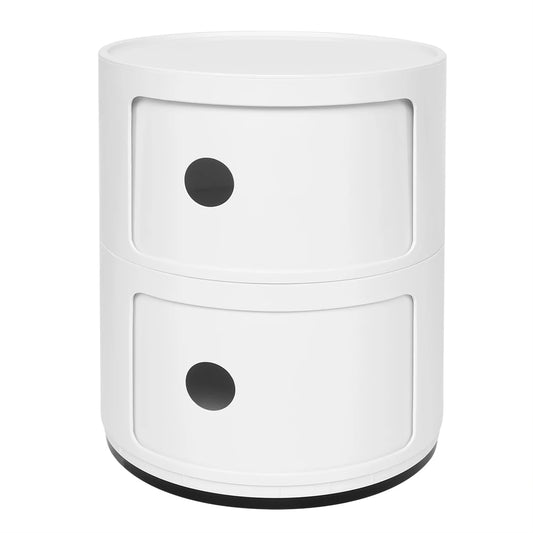 Round Nightstand with 2 Drawers