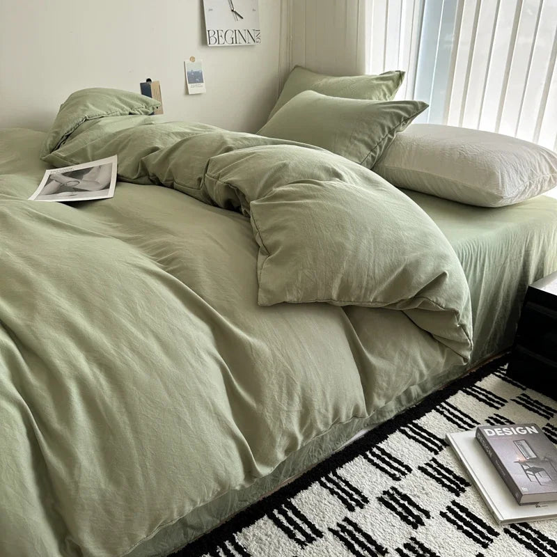 Solid Cotton Bedding Set