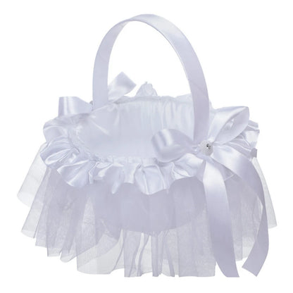 White Flower Girl Basket