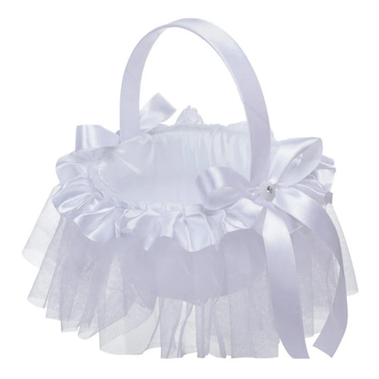 White Flower Girl Basket