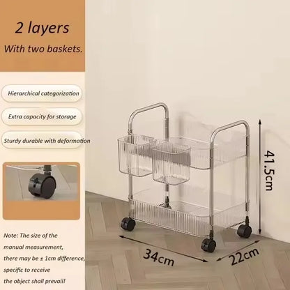 2/3/4 Layers Transparent Storage Rack Trolley