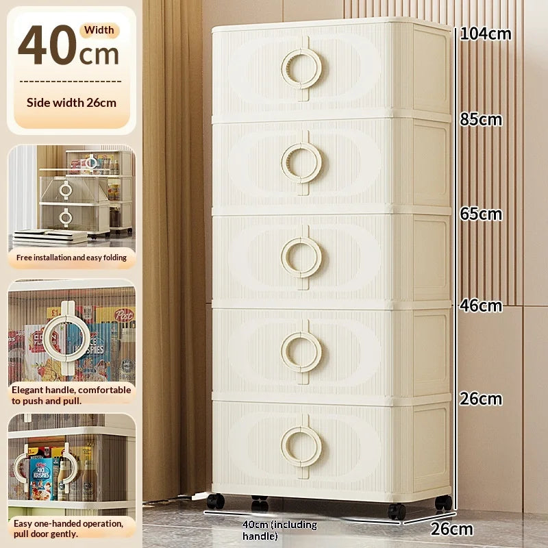 Storage Cabinet Thickened Folding Sliding Door
