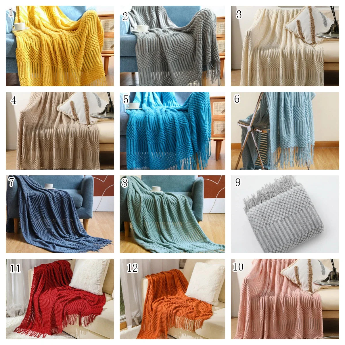 Luxury Solid Color Fringe Blankets