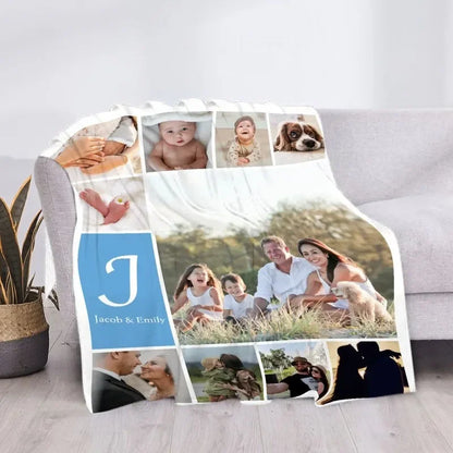 Custom Blanket with Words Picture Collage Customized Blankets,Birthday Souvenir Gifts Personalized Throw Blanket for Father, Mom