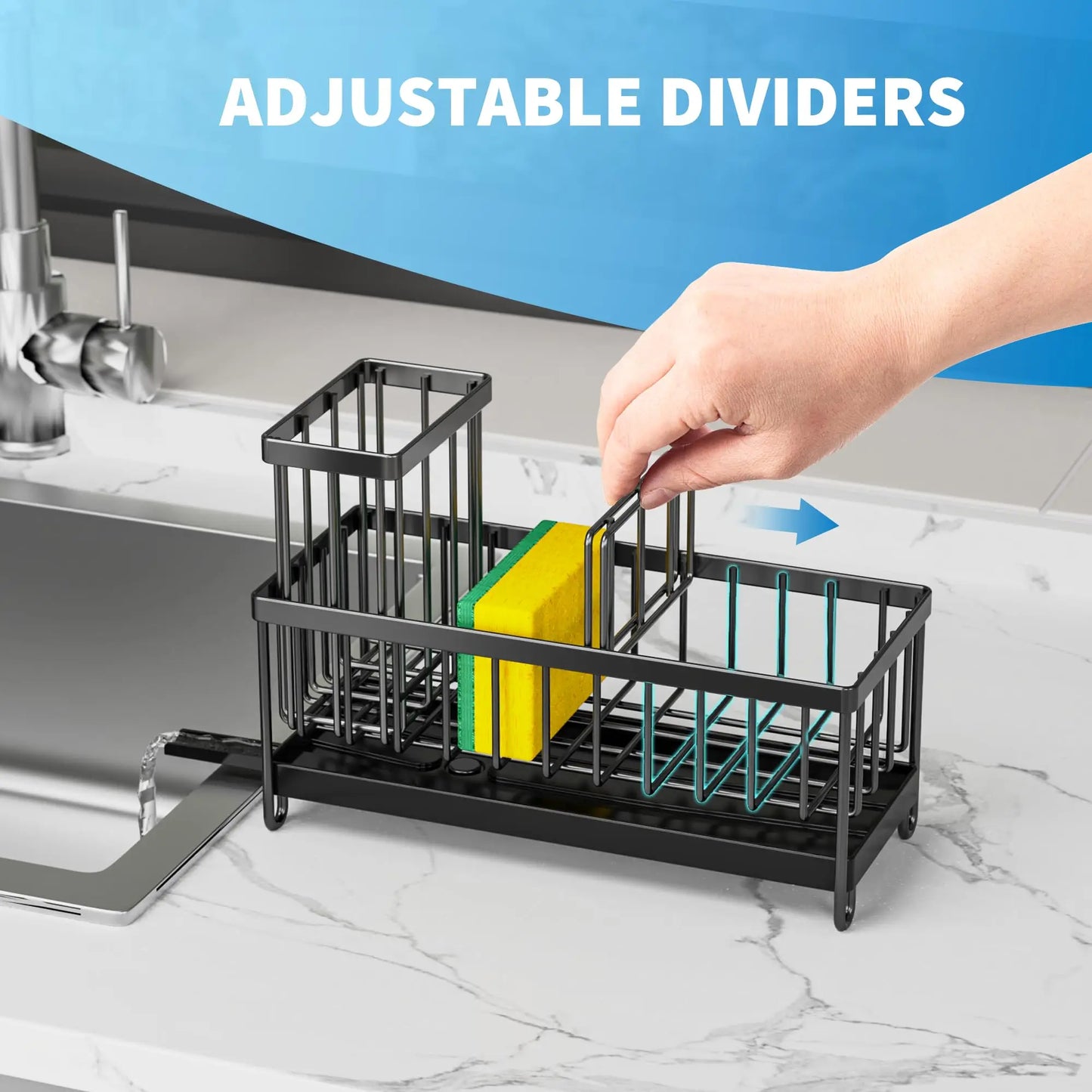 Kitchen Sink Sponge with High Brush Rack