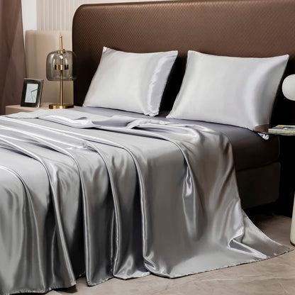 Opulent Solid Color Satin Bedding Set