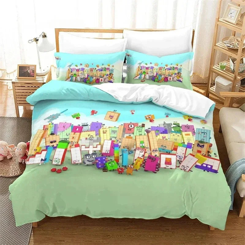 Several Cartoon Number-Blocks Bedding Sets
