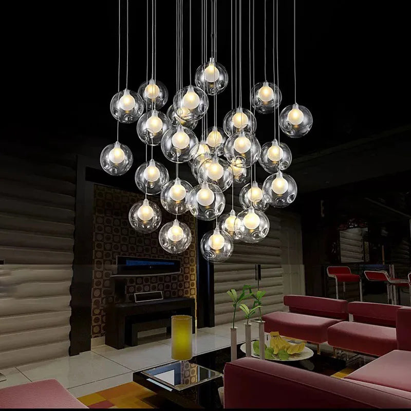 Modern Glass Ball Chandelier Indoor Lighting Fixtures for Living Room Hotel Lobby Bedroom Staircase - Home Decorative Light