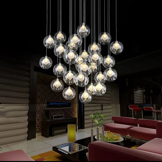 Modern Glass Ball Chandelier Indoor Lighting Fixtures for Living Room Hotel Lobby Bedroom Staircase - Home Decorative Light