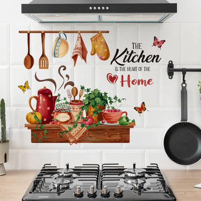 Cartoon Kitchen Utensils Pattern Wall Sticker