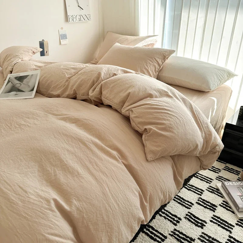 Solid Cotton Bedding Set