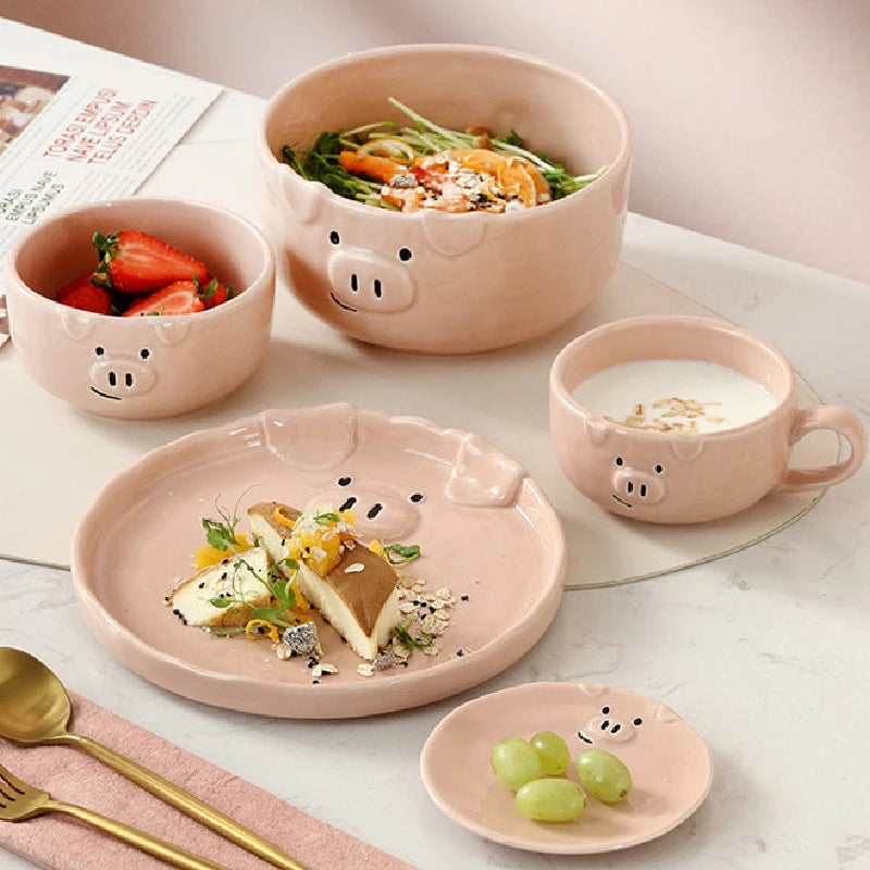 Creative Cute Pink Pig Dishes