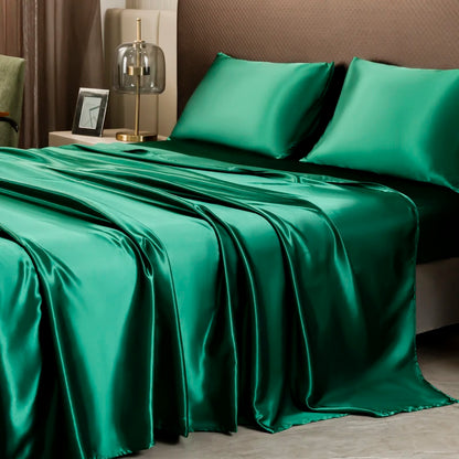 Opulent Solid Color Satin Bedding Set