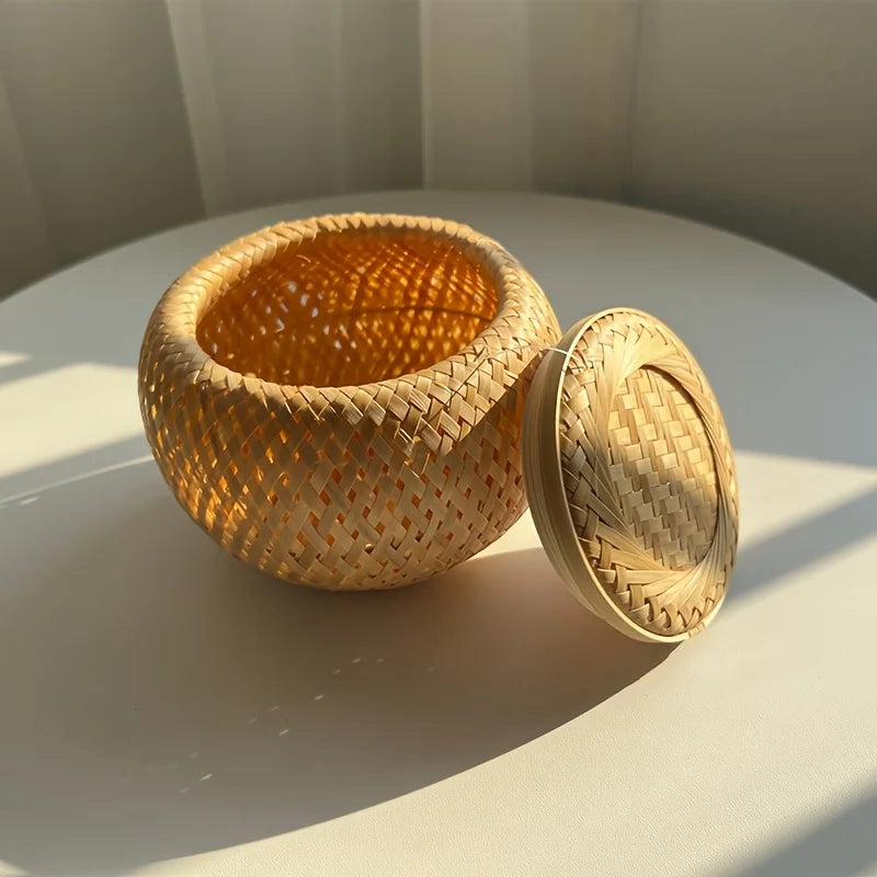 Woven Basket with Lid