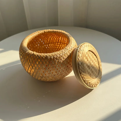 Woven Basket with Lid