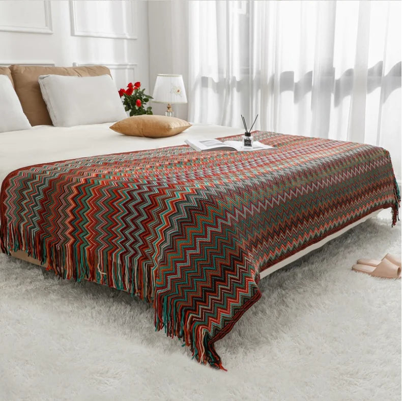 100% Cotton Bohemian Style Blanket