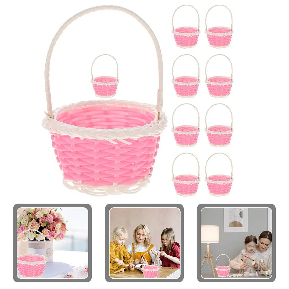 10pcs Mini Plastic Baskets Children Handheld Basket