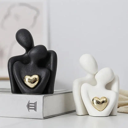 Couple Hugging Ceramic Figurine Ceramic