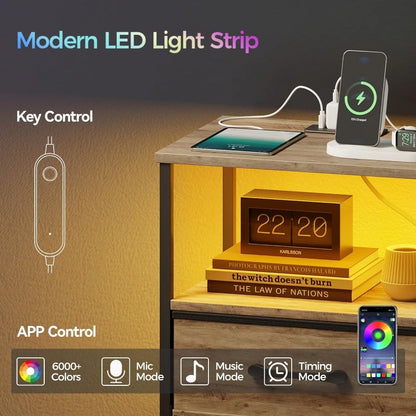 Nightstands with Charging Station and Led Lights