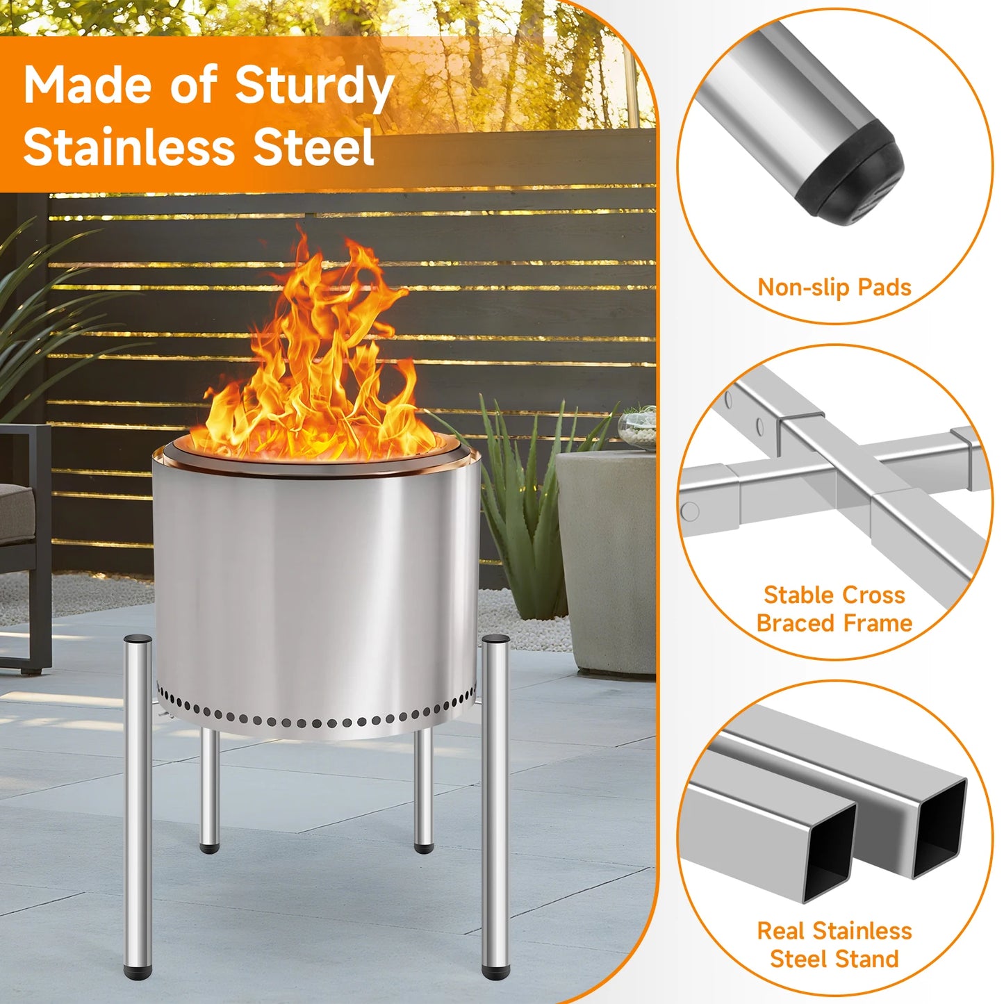 Outdoor 15-27 inch Fire Pit Stand,