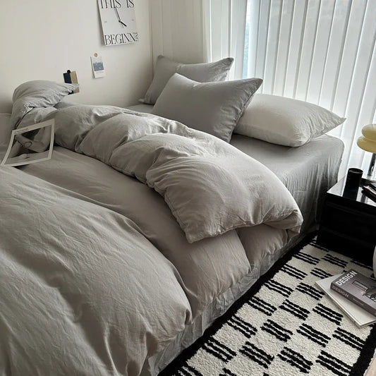 Solid Cotton Bedding Set