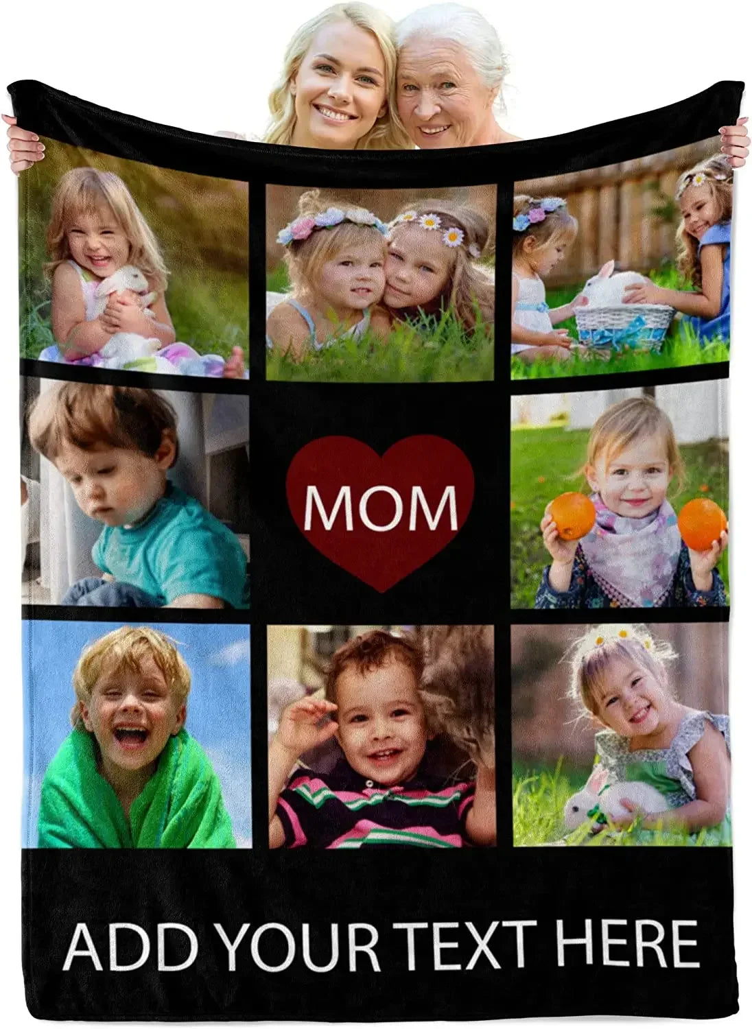 Custom Blanket with Words Picture Collage Customized Blankets,Birthday Souvenir Gifts Personalized Throw Blanket for Father, Mom