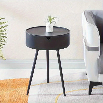 Round Nightstand with Storage