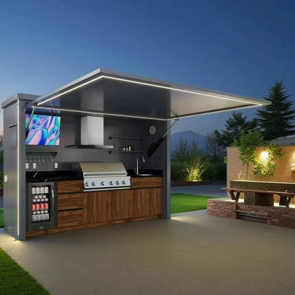 Garden with Modular Cabinets and Grill Island