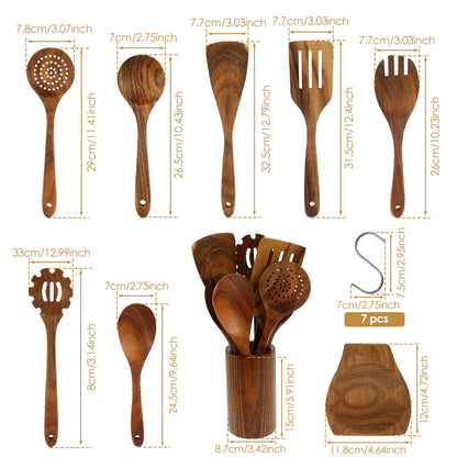 Wood Utensil Set Teak Wood Kitchen Cooking Utensil Set