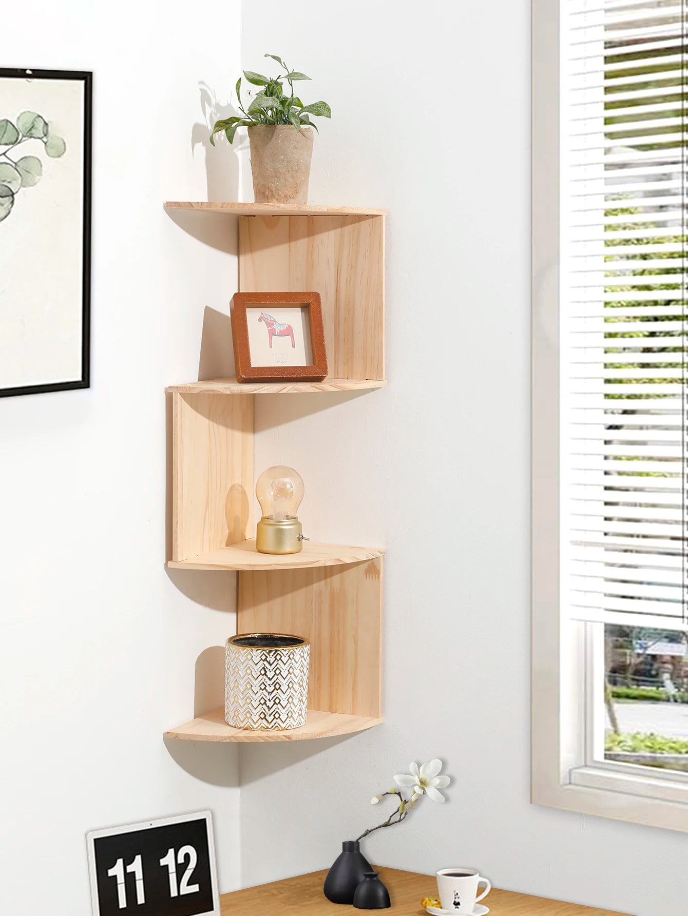 5-Tier Shelf Corner Floating Shelves