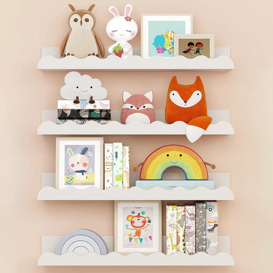 White Wavy Wooden Floating Shelf