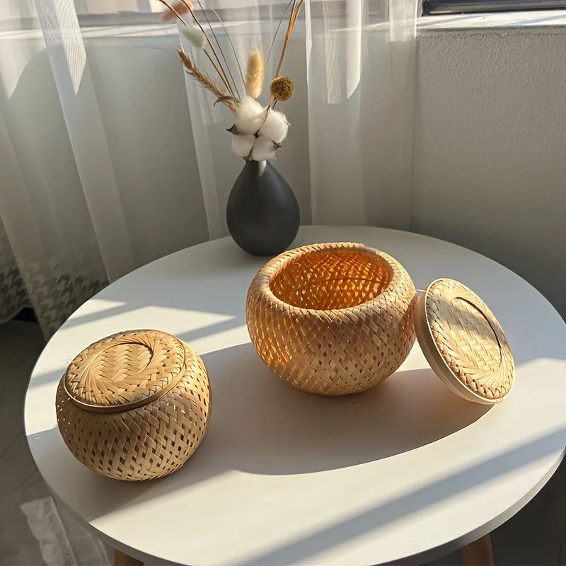 Woven Basket with Lid