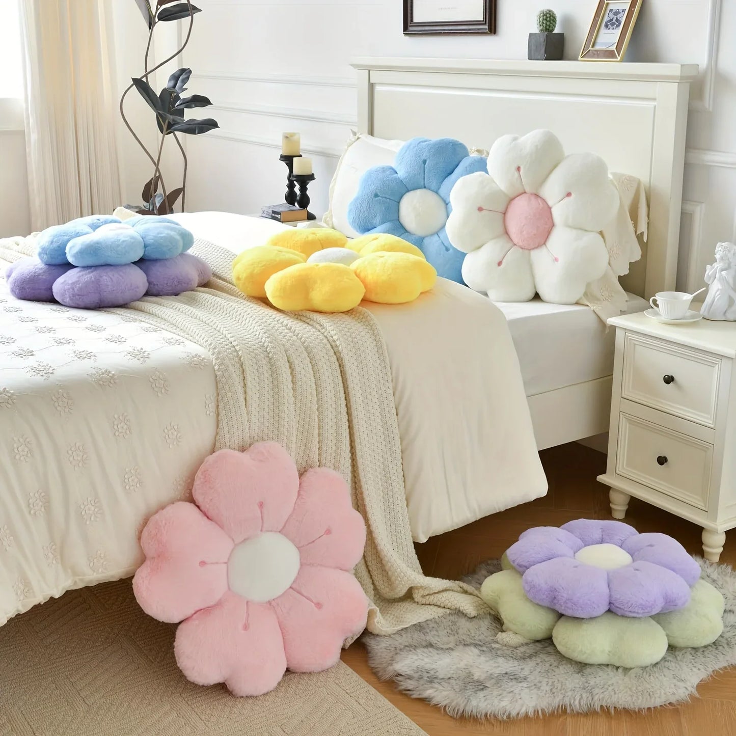 Plush Pillow Comfortable Daisy Flower Shaped