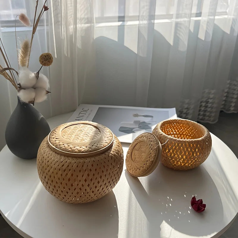 Woven Basket with Lid