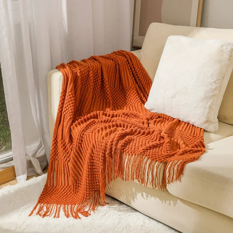 Luxury Solid Color Fringe Blankets