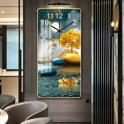 Large Modern Wall Clock with LCD Display
