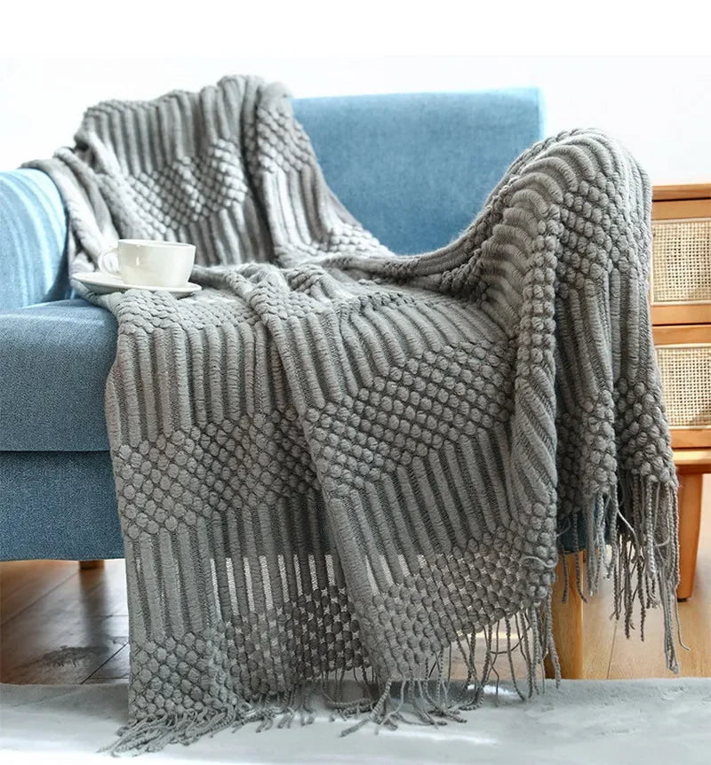 Luxury Solid Color Fringe Blankets