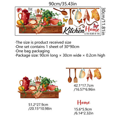 Cartoon Kitchen Utensils Pattern Wall Sticker