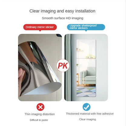 Square Mirror Glass Tile Wall Stickers