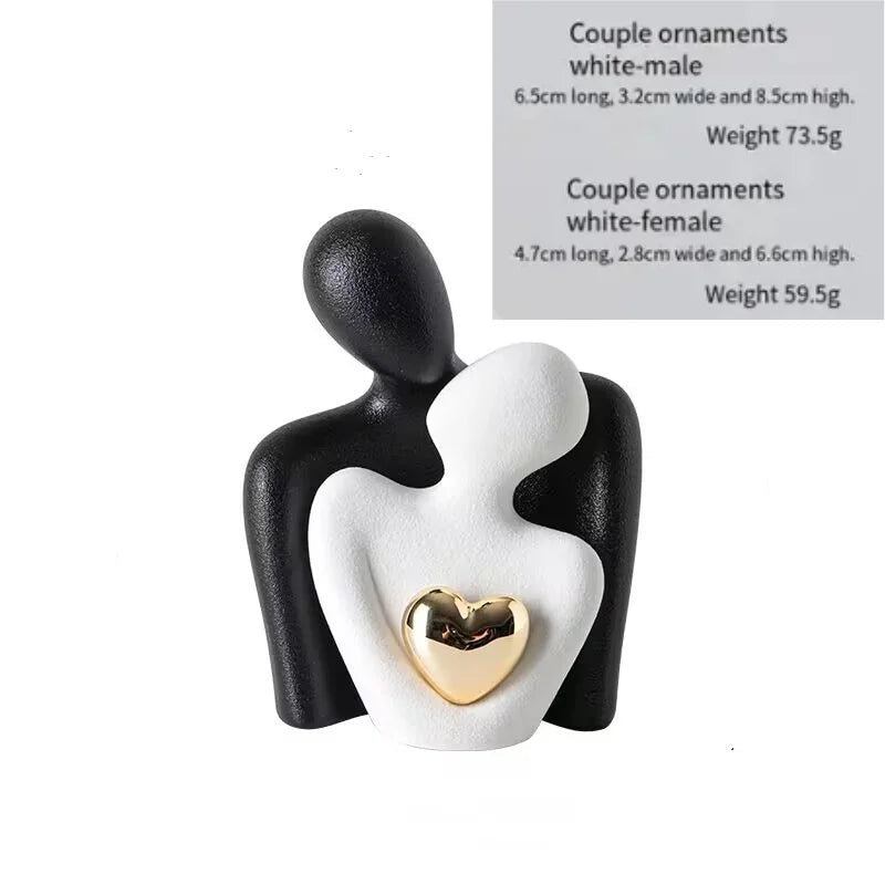 Couple Hugging Ceramic Figurine Ceramic