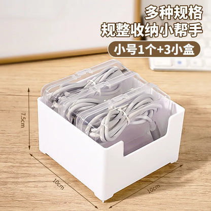 Data Cable Storage Box with 7 Small Compartment Boxes