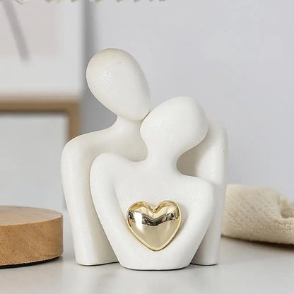 Couple Hugging Ceramic Figurine Ceramic