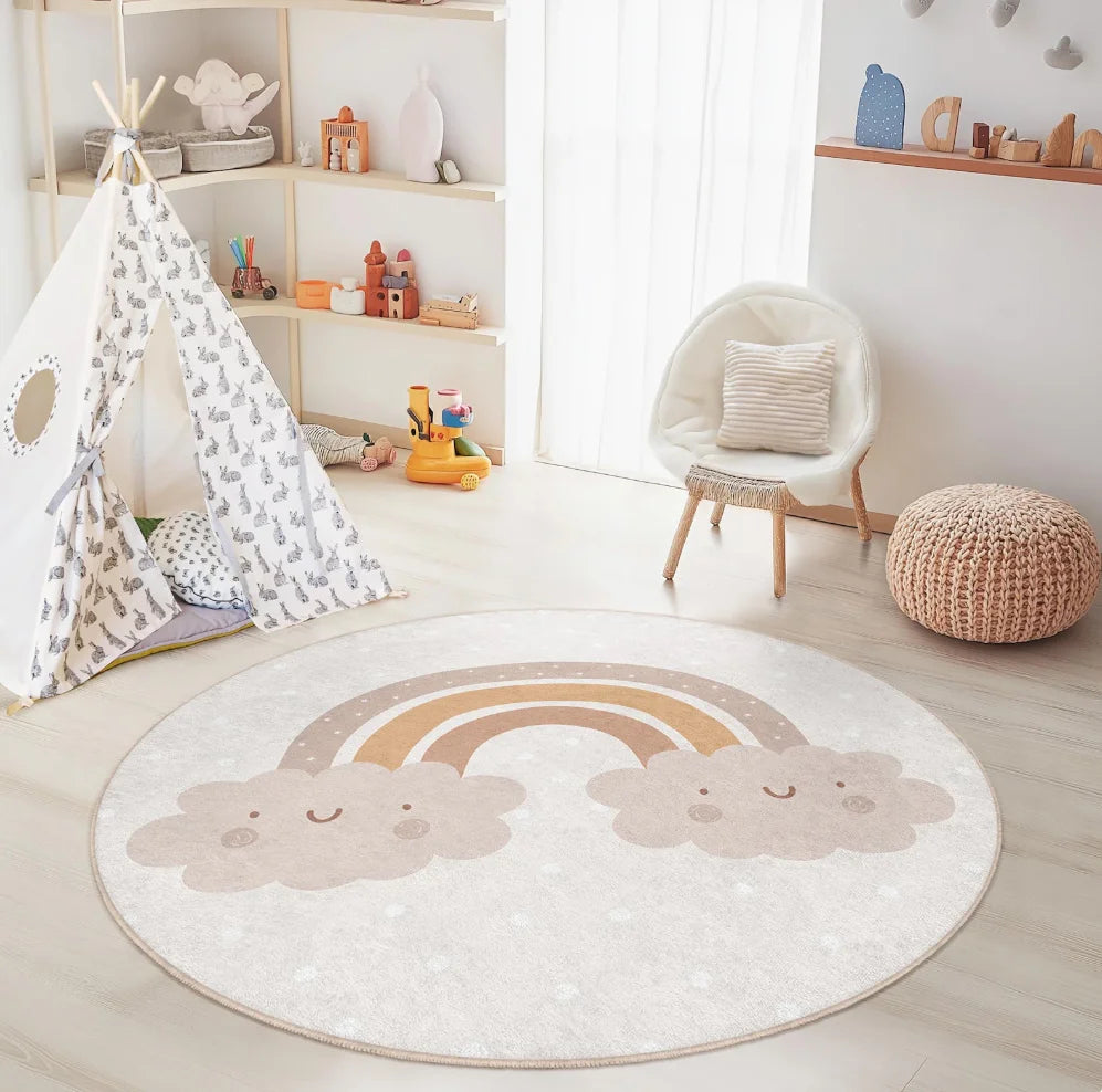 Round Cute Geometric Theme Area Rug