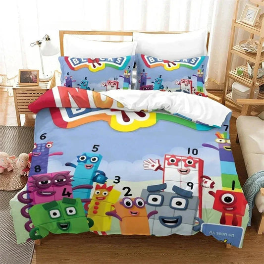 Several Cartoon Number-Blocks Bedding Sets