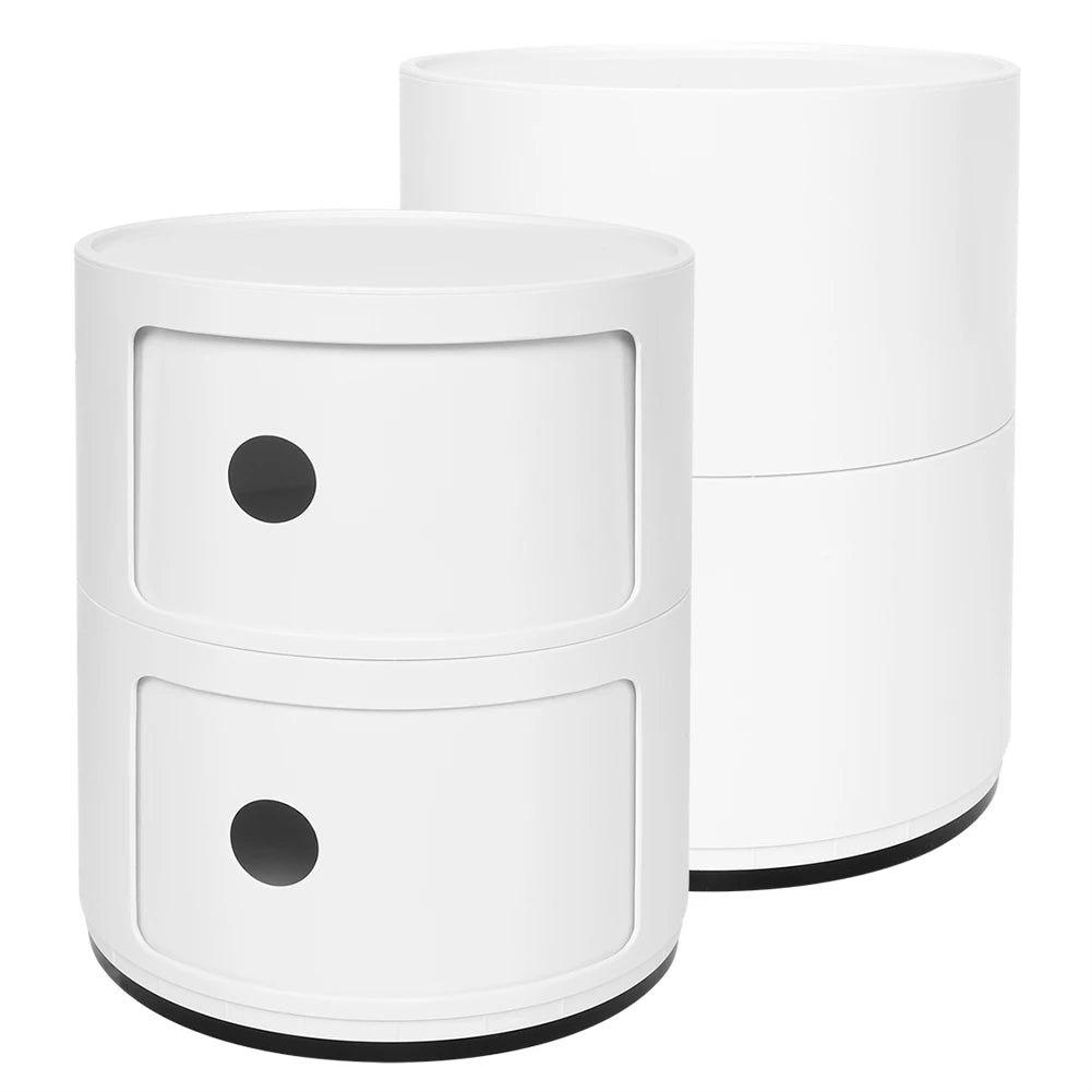 Round Nightstand with 2 Drawers