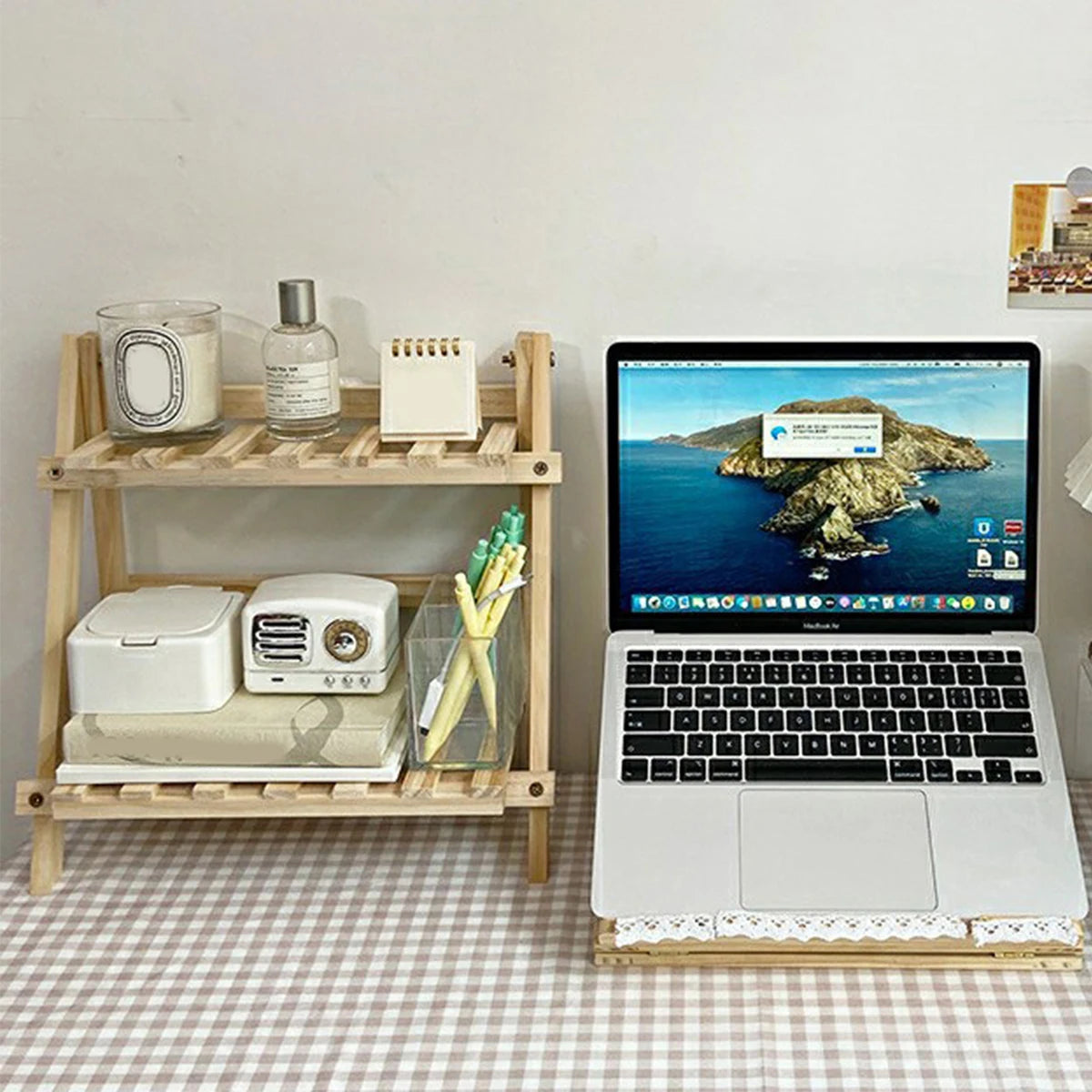 Desktop Storage Wooden Rack