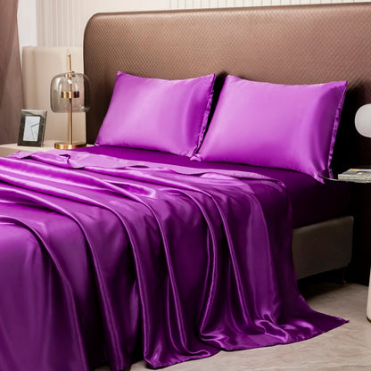 Opulent Solid Color Satin Bedding Set