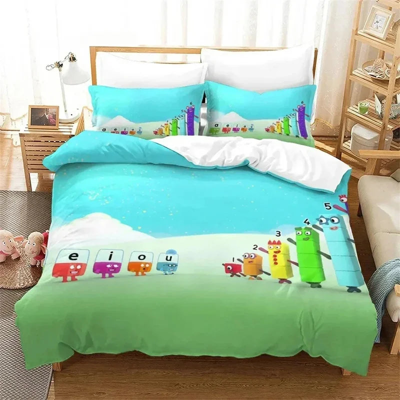 Several Cartoon Number-Blocks Bedding Sets